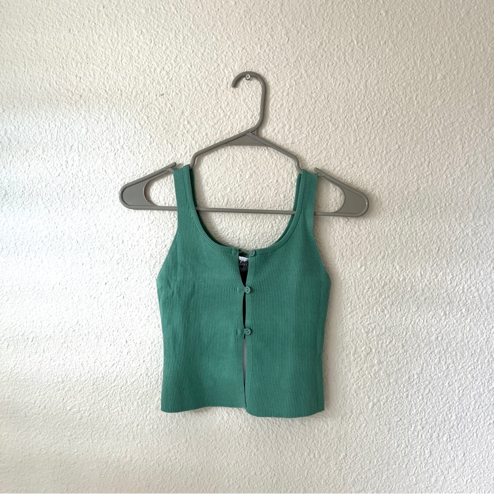 Princess Polly Ennis green front button top